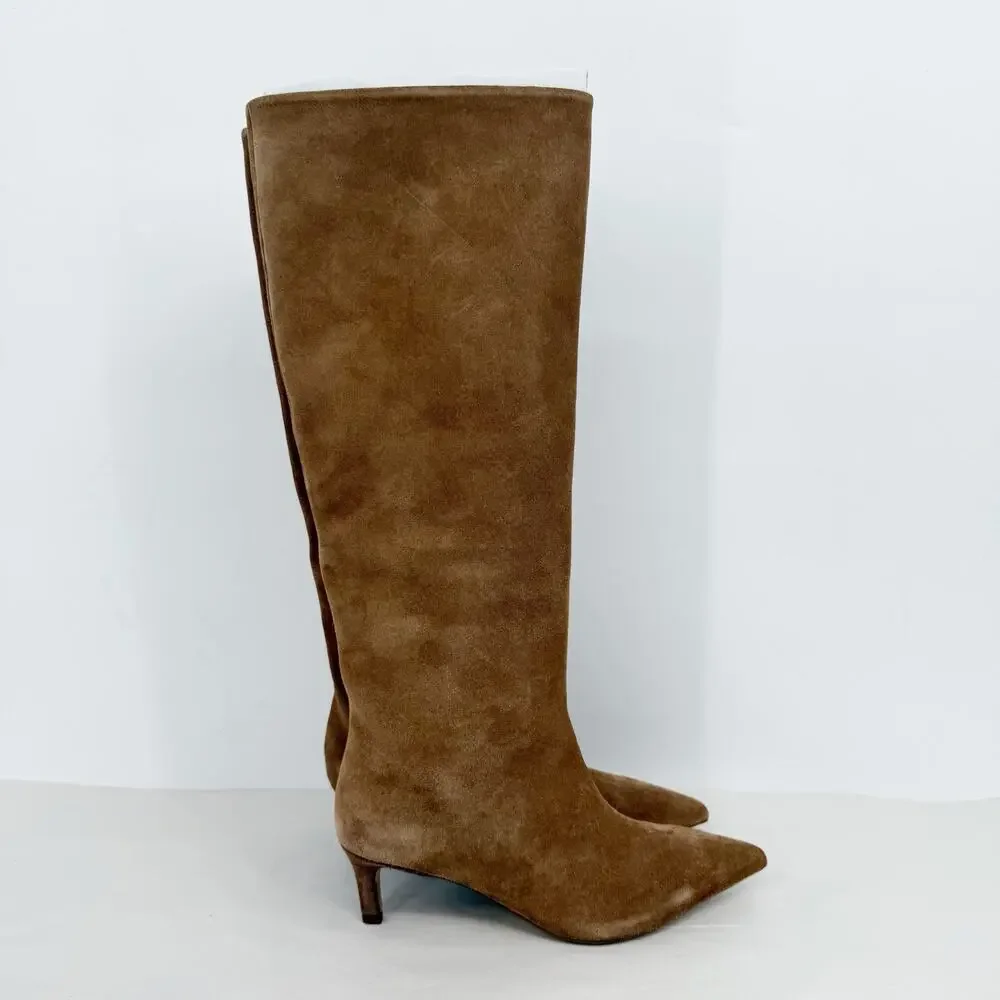 Free People Womens Kiki Knee High Boots US 6.5 EU 37 Tan Suede EUC
